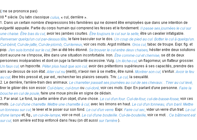 Définition cul ACAD 1986