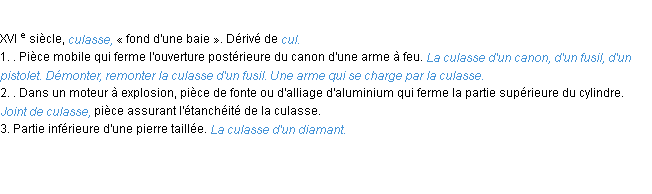 Définition culasse ACAD 1986