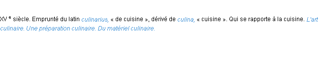 Définition culinaire ACAD 1986