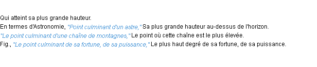 Définition culminant ACAD 1932