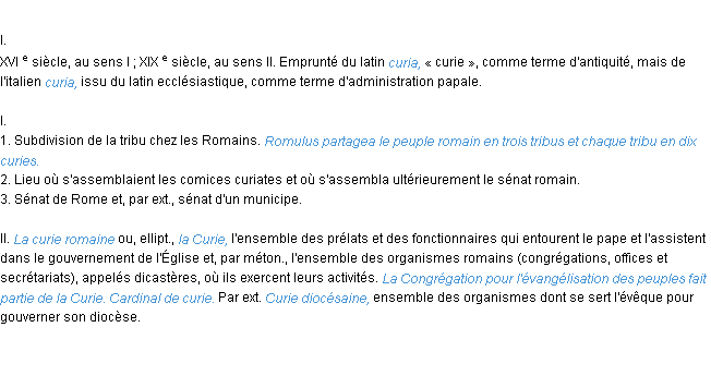 Définition curie ACAD 1986