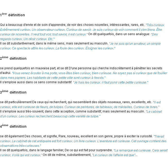 Définition curieux ACAD 1835