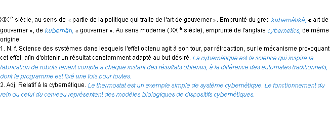 Définition cybernétique ACAD 1986