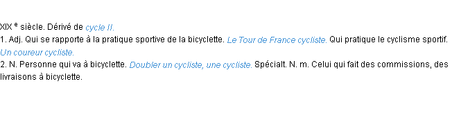 Définition cycliste ACAD 1986