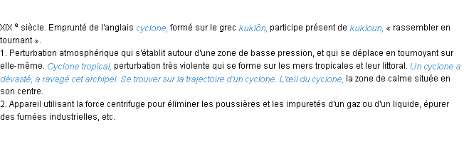 Définition cyclone ACAD 1986