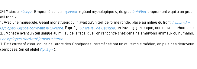 Définition cyclope ACAD 1986