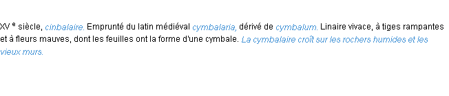 Définition cymbalaire ACAD 1986