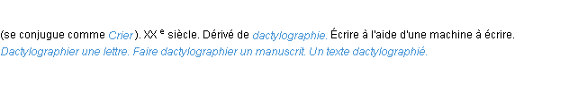 Définition dactylographier ACAD 1986