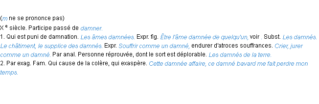 Définition damné ACAD 1986