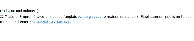 Définition dancing ACAD 1986