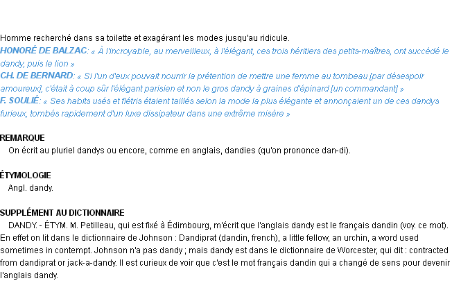 Définition dandy Emile Littré