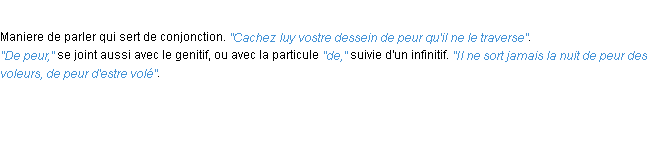 Définition de peur que ACAD 1694