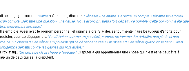 Définition débattre ACAD 1835