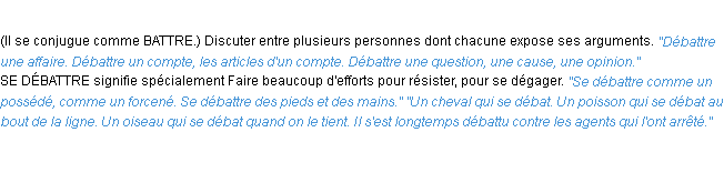 Définition débattre ACAD 1932
