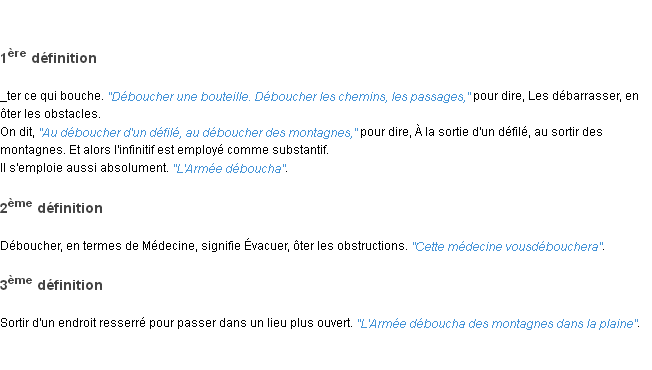Définition déboucher ACAD 1798
