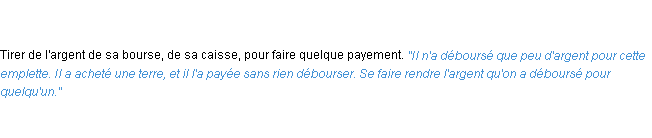 Définition débourser ACAD 1835