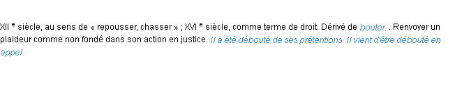 Définition débouter ACAD 1986