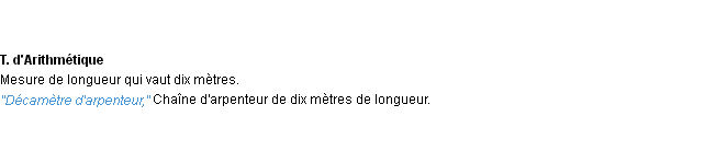 Définition décamètre ACAD 1932