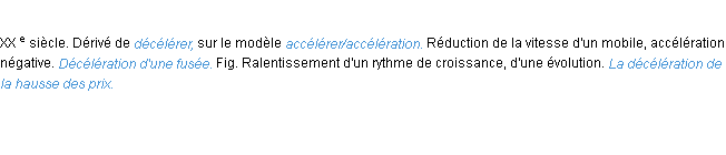 Définition décélération ACAD 1986