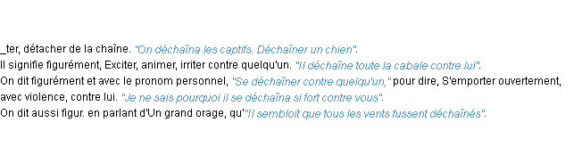 Définition déchaîner ACAD 1798