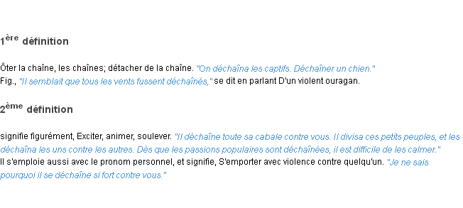 Définition déchaîner ACAD 1835