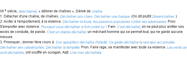 Définition déchaîner ACAD 1986