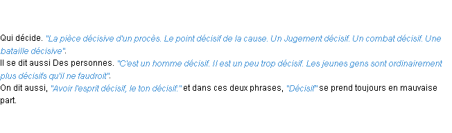 Définition décisif ACAD 1798