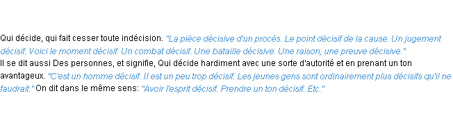 Définition décisif ACAD 1835
