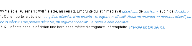 Définition décisif ACAD 1986