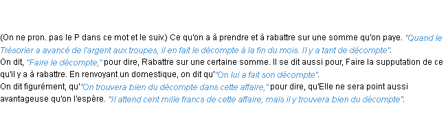 Définition décompte ACAD 1798