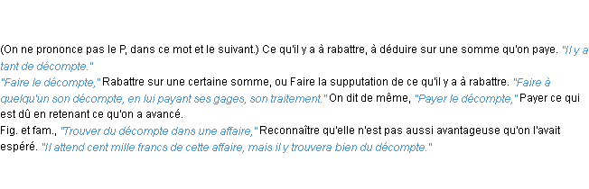 Définition décompte ACAD 1835
