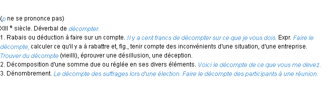 Définition décompte ACAD 1986
