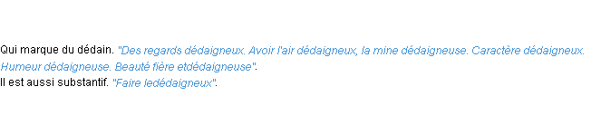 Définition dédaigneux ACAD 1798