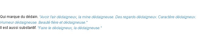 Définition dédaigneux ACAD 1835