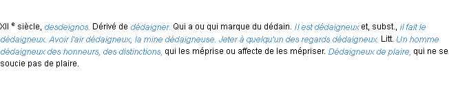 Définition dédaigneux ACAD 1986