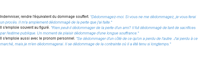 Définition dédommager ACAD 1835