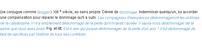 Définition dédommager ACAD 1986