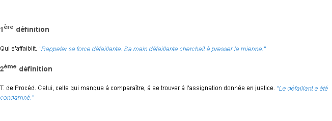 Définition défaillant ACAD 1835