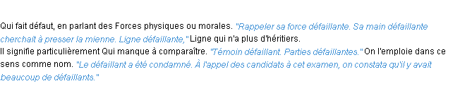 Définition défaillant ACAD 1932
