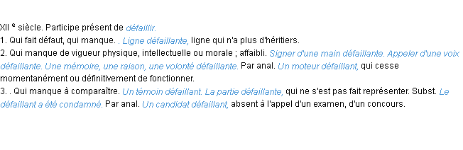 Définition défaillant ACAD 1986