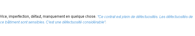 Définition défectuosité ACAD 1798