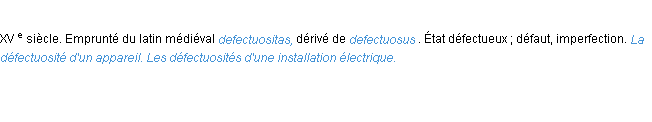 Définition défectuosité ACAD 1986