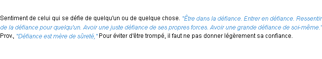 Définition défiance ACAD 1932