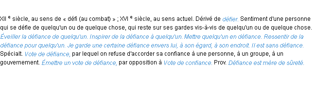Définition défiance ACAD 1986