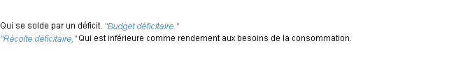 Définition déficitaire ACAD 1932