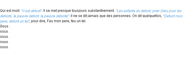 Définition defunt ACAD 1694