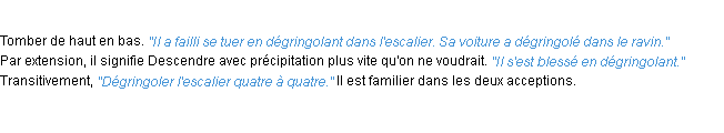 Définition dégringoler ACAD 1932