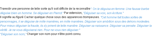 Définition déguiser ACAD 1932