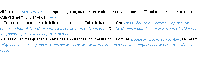 Définition déguiser ACAD 1986