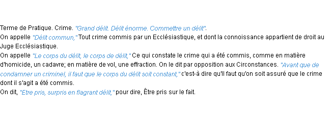 Définition délit ACAD 1798